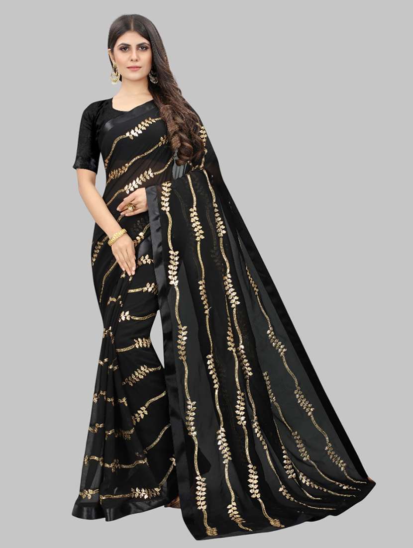 women solid with work embellished saree with blouse - 22103227 -  Zoom Image - 0