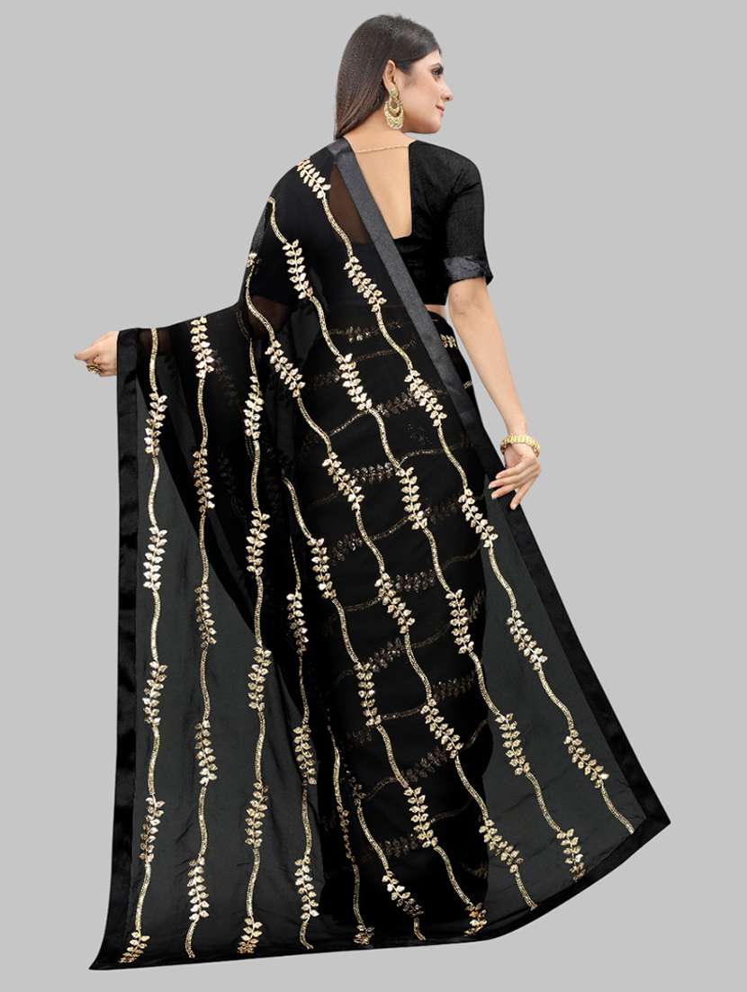 women solid with work embellished saree with blouse - 22103227 - Standard Image - 2