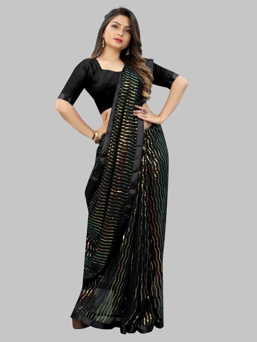 women solid with work embellished saree with blouse - 22103233 - Standard Image - 2