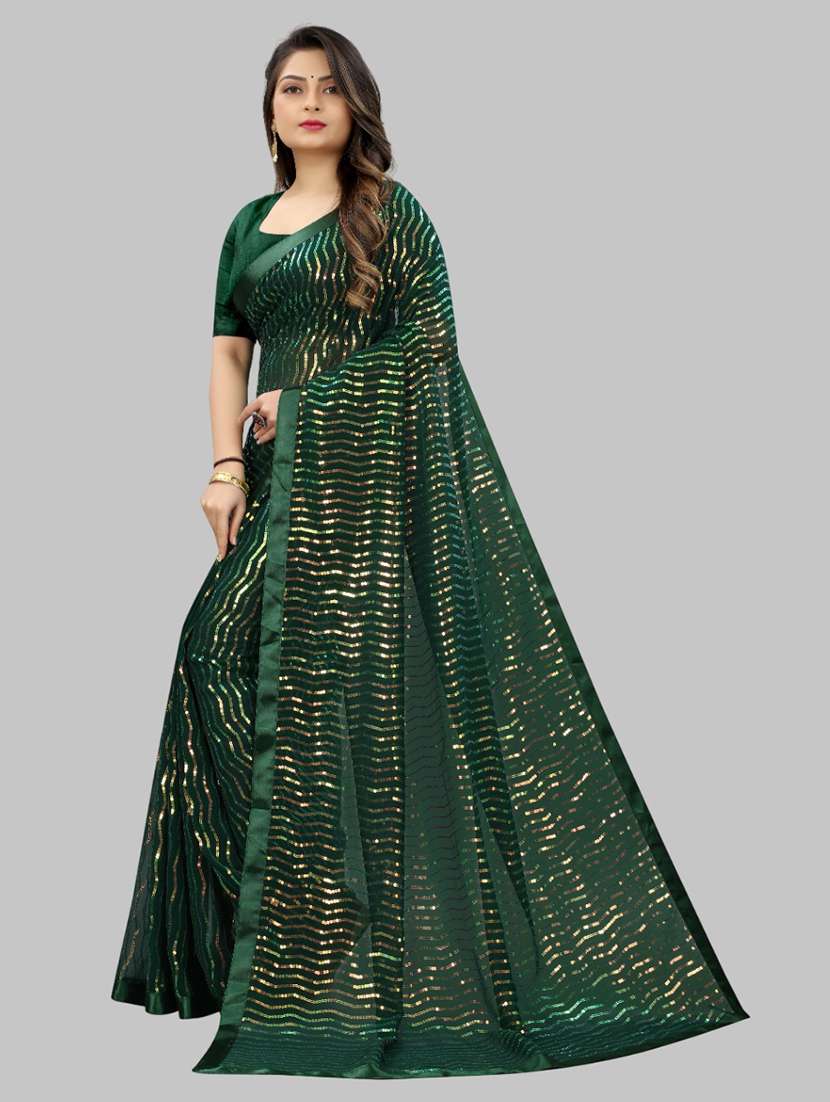women solid with work embellished saree with blouse - 22103235 - Standard Image - 2