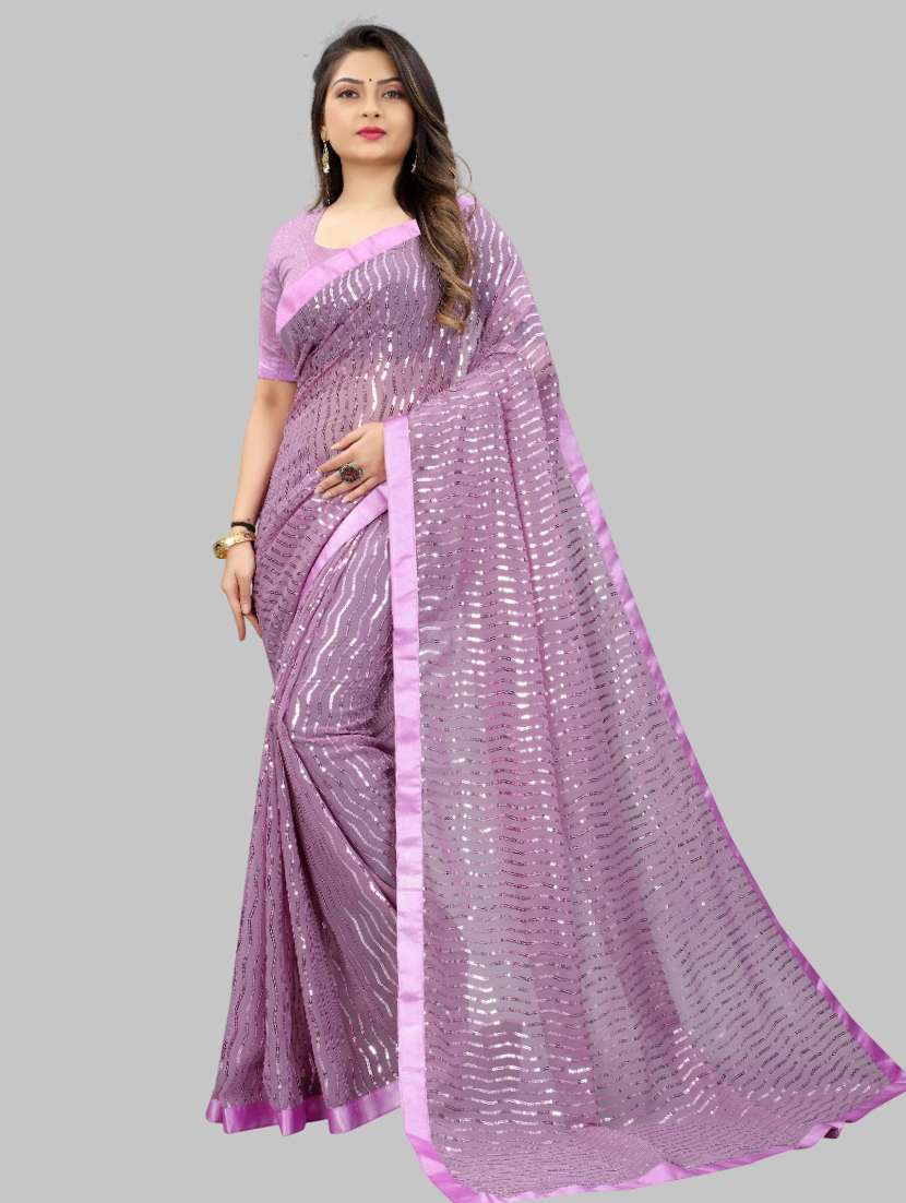 women solid with work embellished saree with blouse
