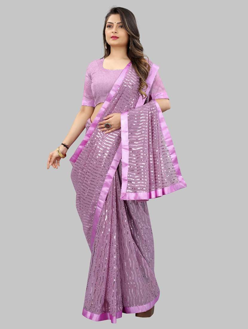women solid with work embellished saree with blouse - 22103237 - Standard Image - 2