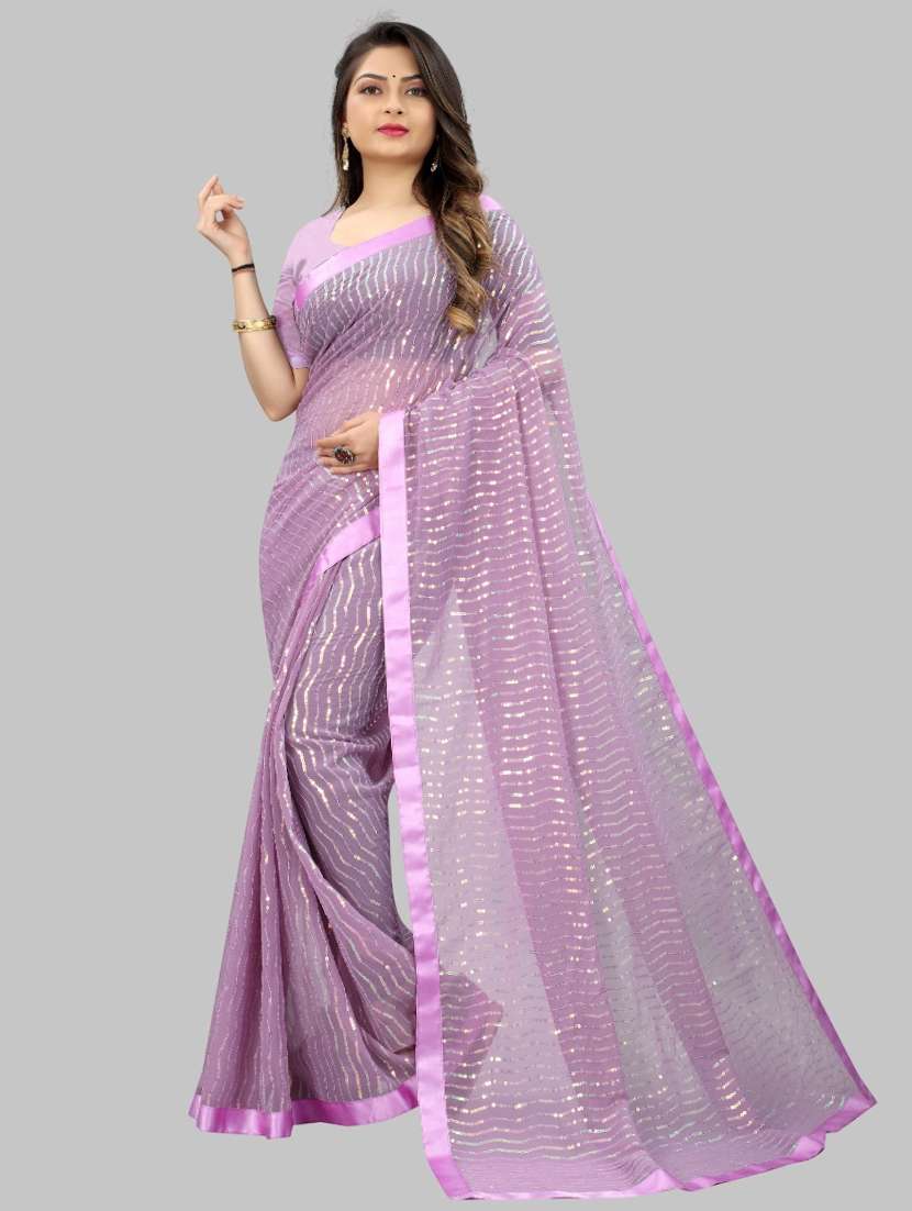 women solid with work embellished saree with blouse
