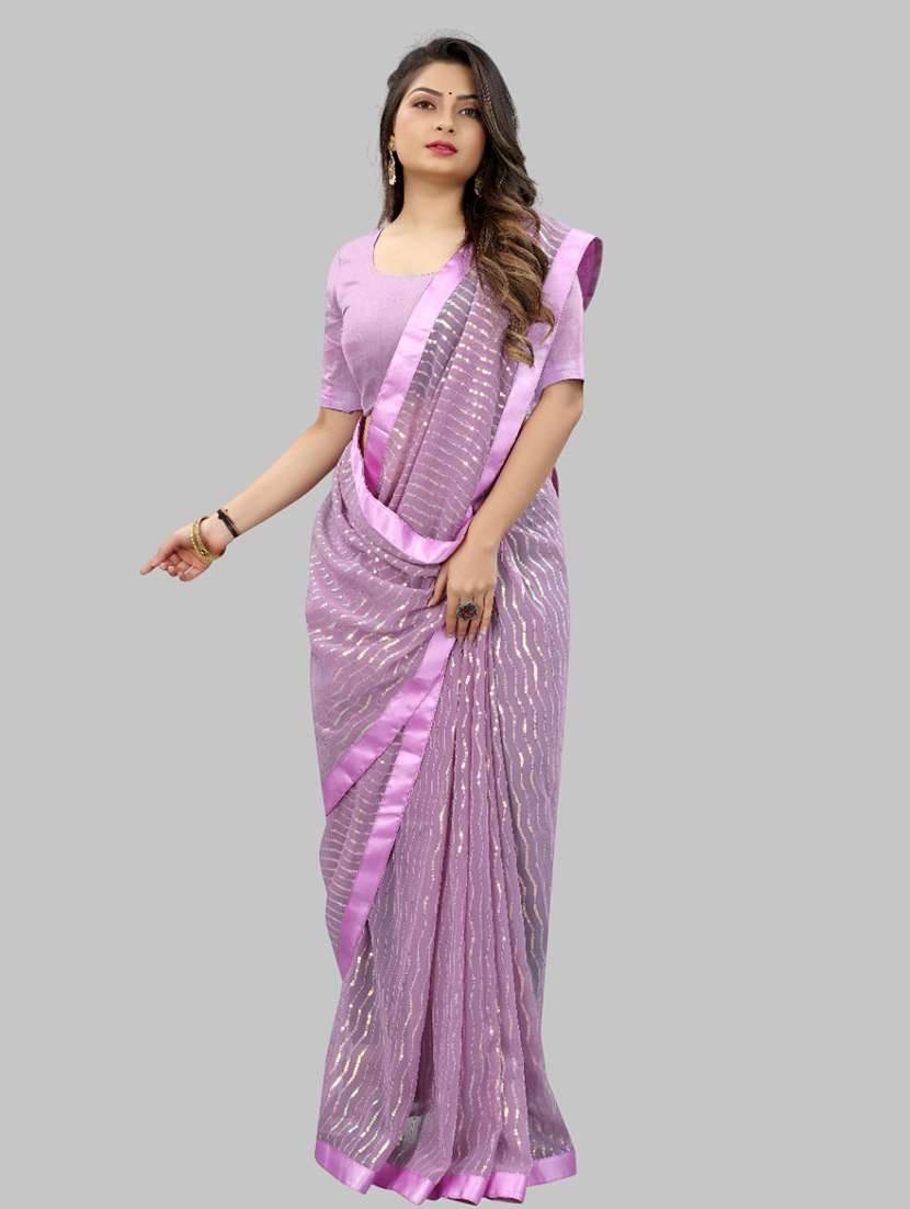 women solid with work embellished saree with blouse - 22103238 - Standard Image - 2