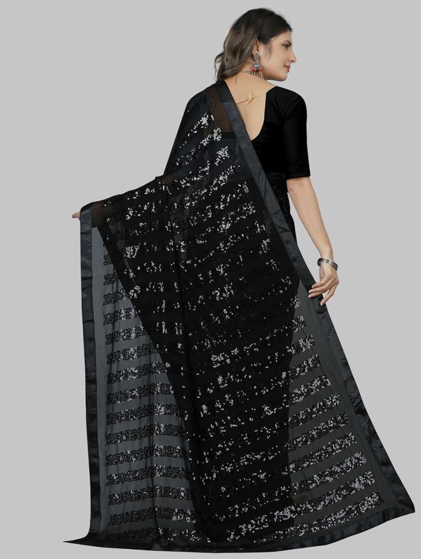 women solid with work embellished saree with blouse - 22103239 - Standard Image - 2
