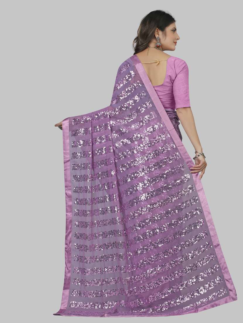 women solid with work embellished saree with blouse - 22103240 - Standard Image - 2