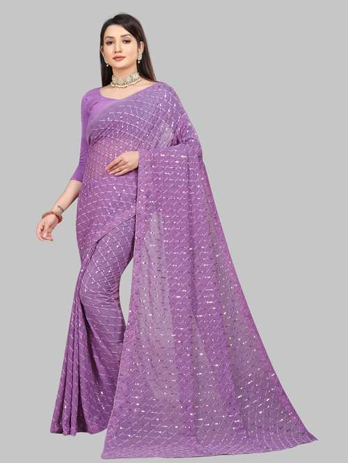 women solid with work embellished saree with blouse - 22103244 -  Standard Image - 0