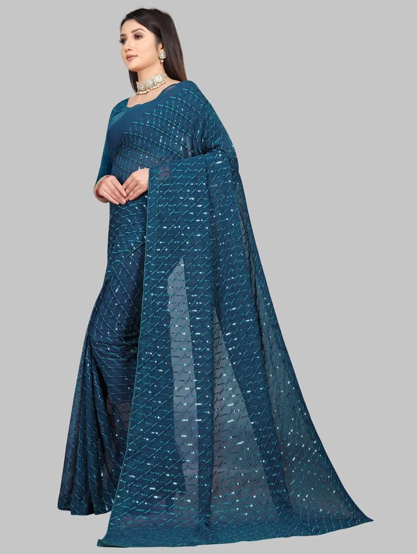women solid with work embellished saree with blouse - 22103246 -  Standard Image - 2