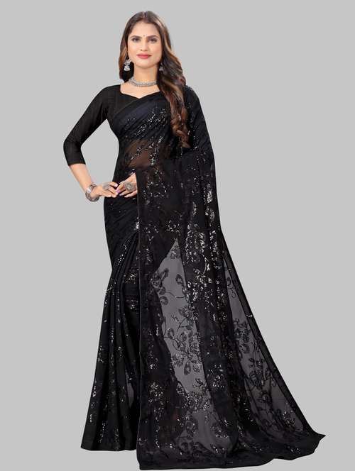 women solid with work embellished saree with blouse - 22103248 -  Standard Image - 0