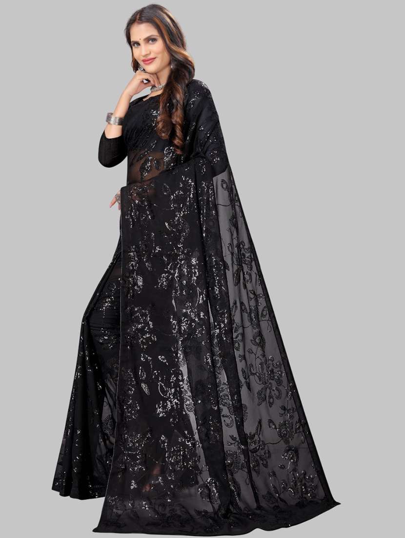 women solid with work embellished saree with blouse - 22103248 - Standard Image - 2