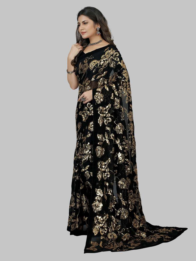 women solid with work embellished saree with blouse - 22103249 - Standard Image - 2