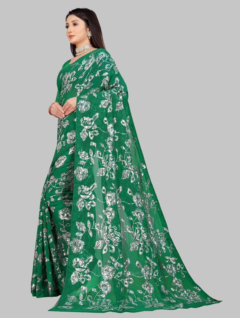 women solid with work embellished saree with blouse - 22103250 -  Standard Image - 2