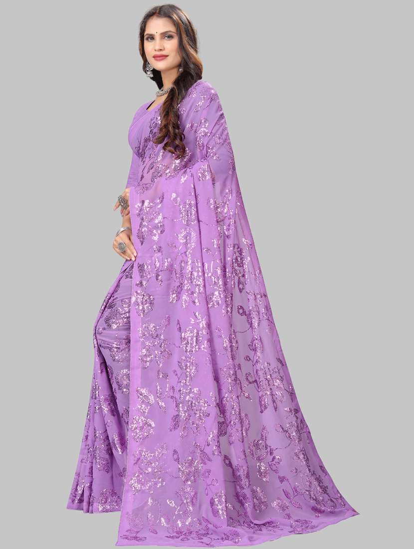 women solid with work embellished saree with blouse - 22103251 -  Standard Image - 2