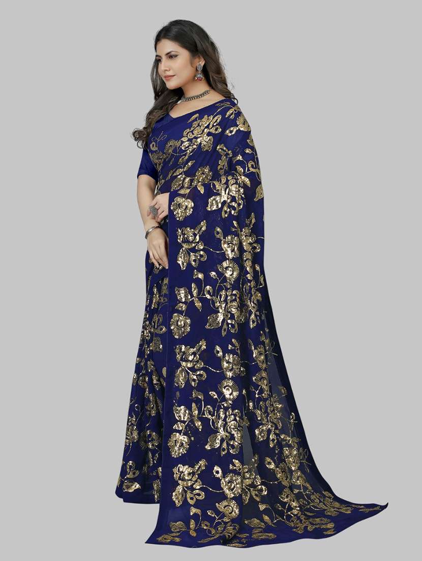 women solid with work embellished saree with blouse - 22103253 -  Standard Image - 2