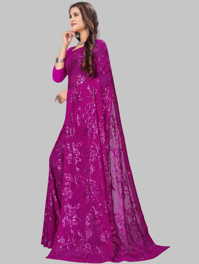 women solid with work embellished saree with blouse - 22103256 -  Standard Image - 2