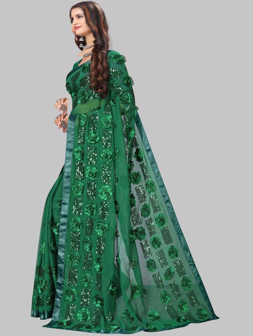 women solid with work embellished saree with blouse - 22103260 - Standard Image - 2