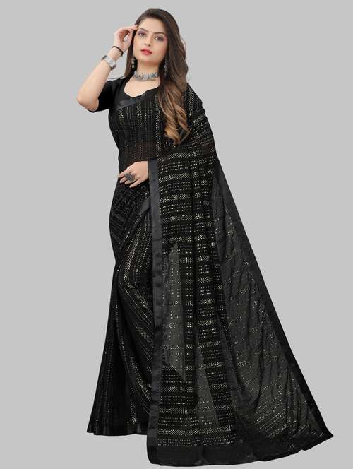 women solid with work embellished saree with blouse - 22103265 - Standard Image - 0