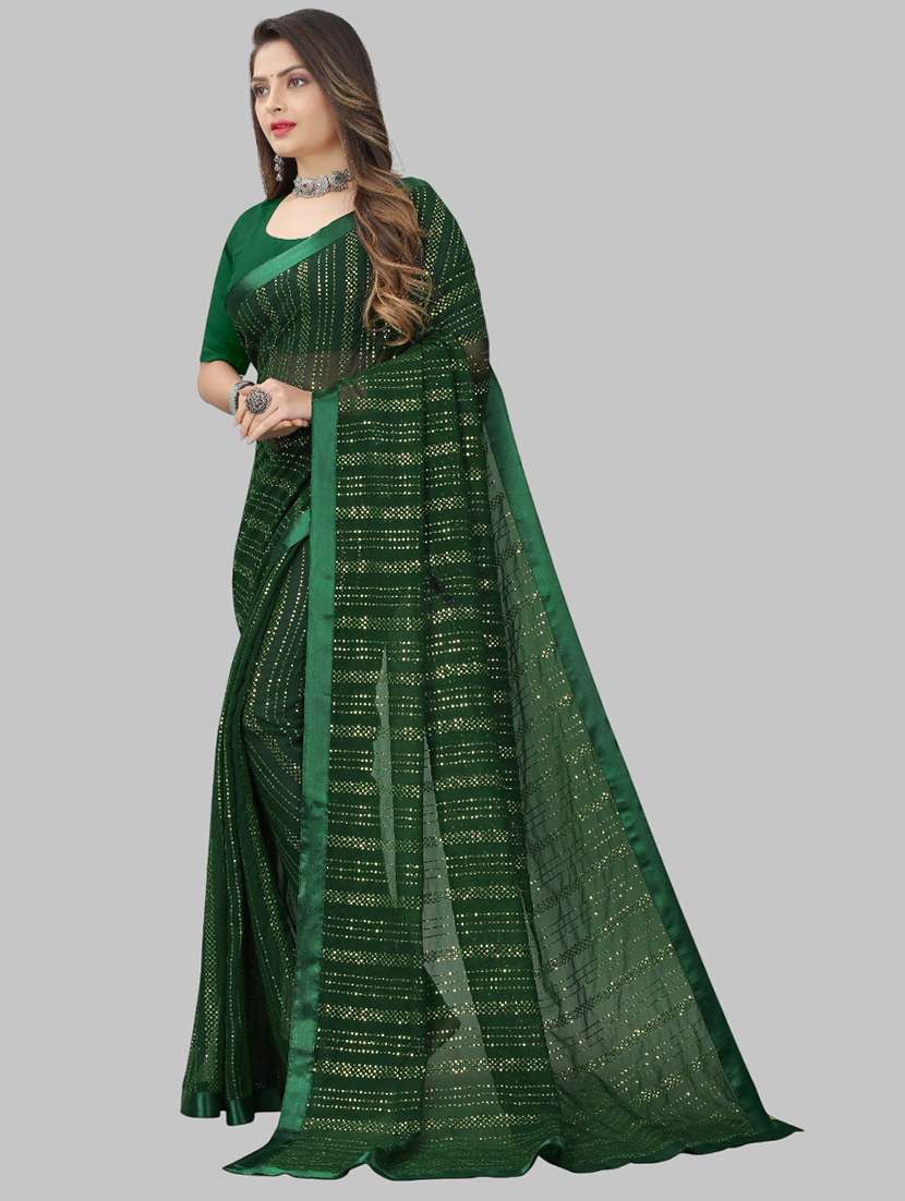 women solid with work embellished saree with blouse - 22103266 - Standard Image - 2