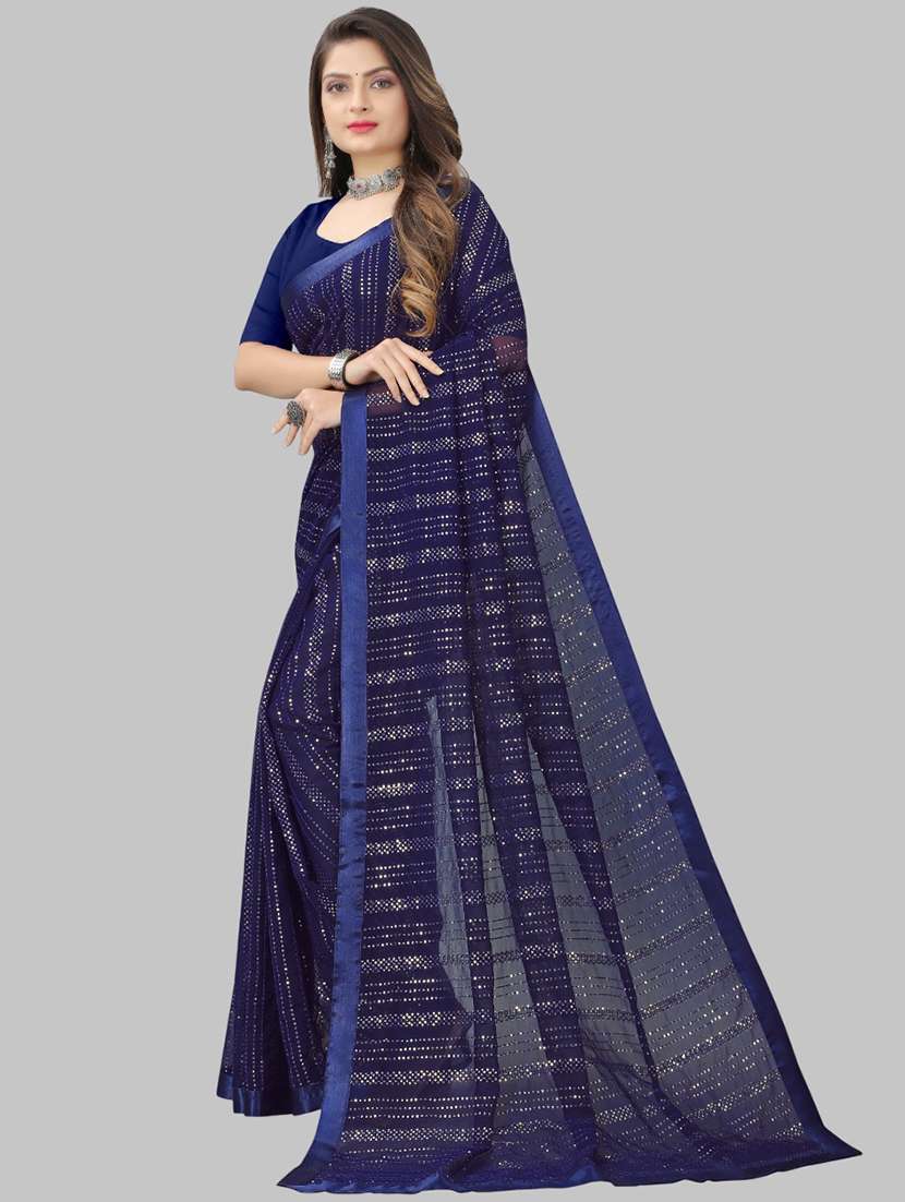 women solid with work embellished saree with blouse - 22103267 -  Standard Image - 2