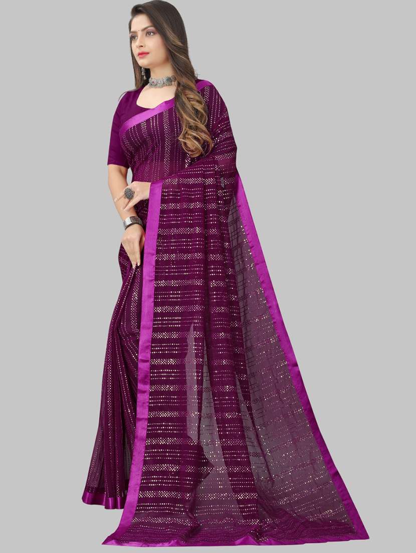 women solid with work embellished saree with blouse - 22103268 - Standard Image - 2