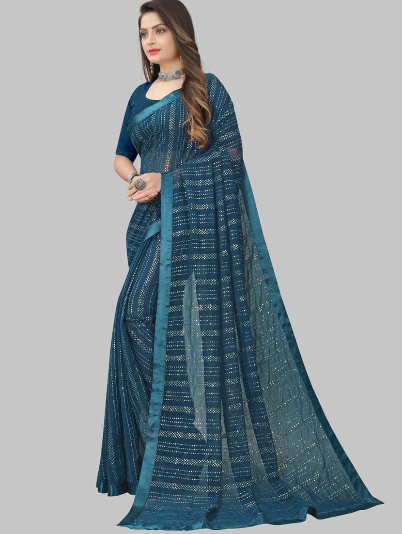women solid with work embellished saree with blouse - 22103269 - Standard Image - 2