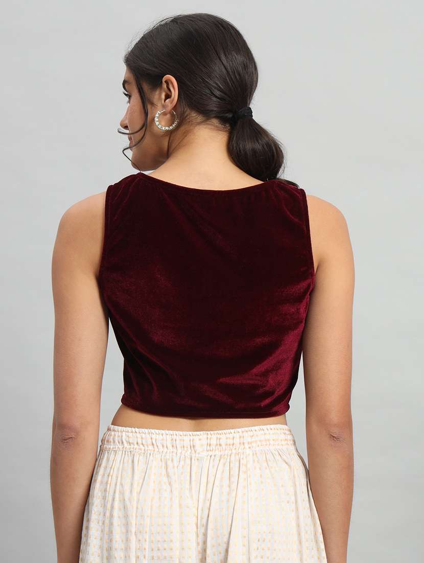 women solid sleeveless stitched blouse - 22103281 -  Standard Image - 2