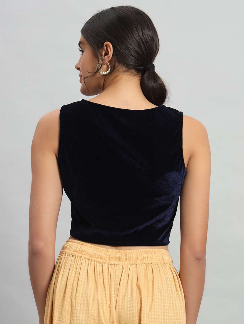 women solid sleeveless stitched blouse - 22103282 -  Standard Image - 2