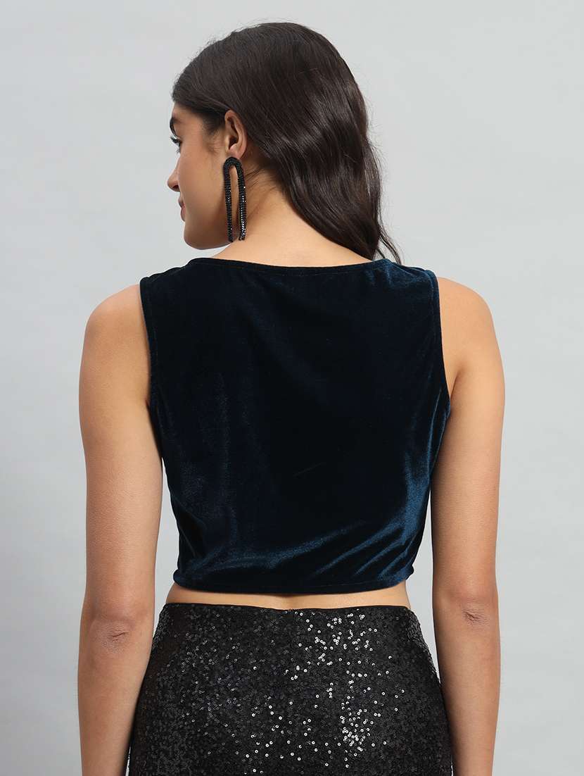 women solid sleeveless stitched blouse - 22103285 -  Standard Image - 2