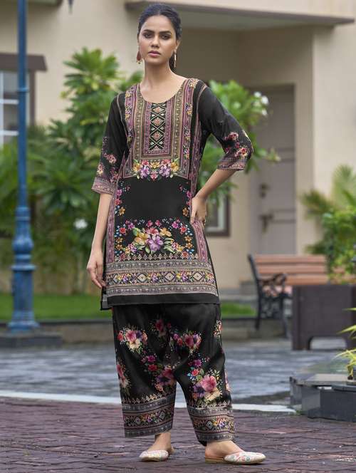 women printed three quarter sleeve ethnic co-ord set - 22103961 -  Standard Image - 0