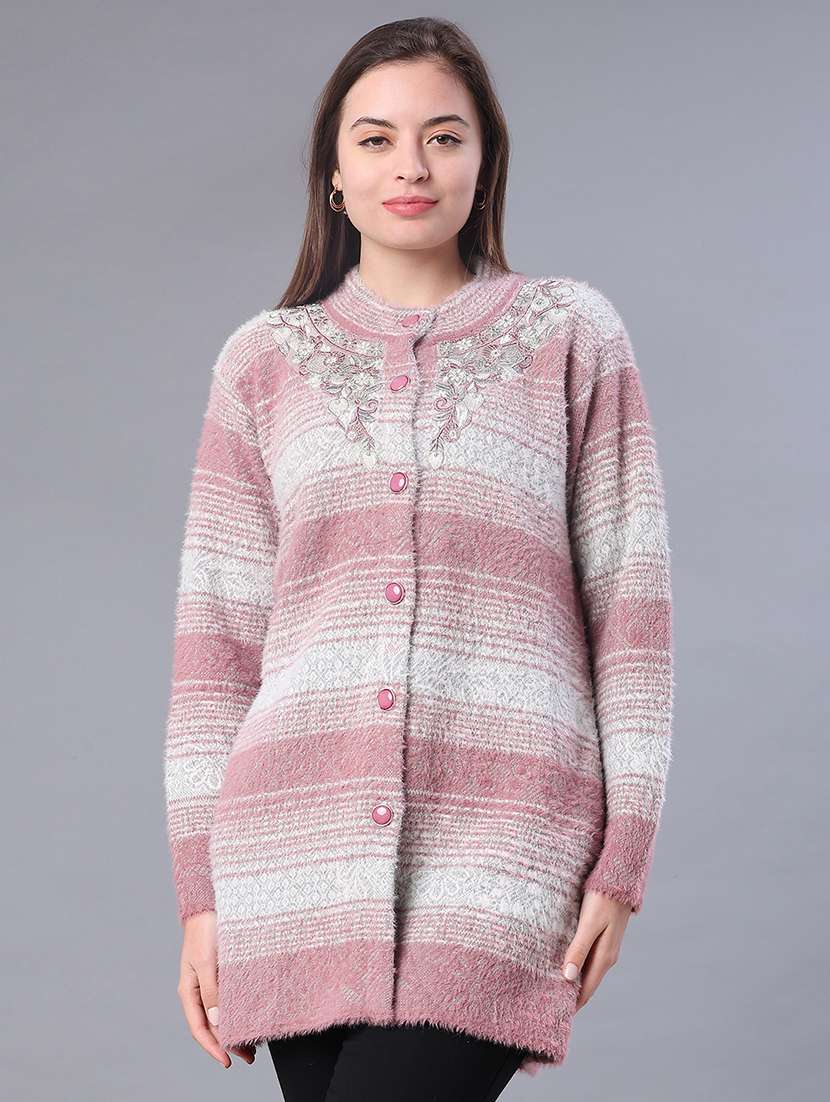women self designed long sleeve cardigan - 22105400 -  Standard Image - 2