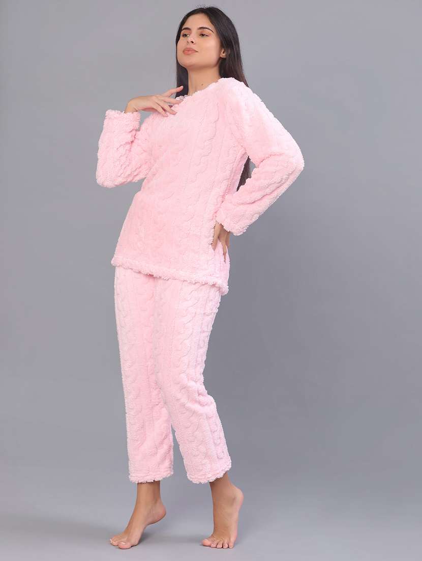 women solid nightwear pyjama set - 22105406 -  Standard Image - 2