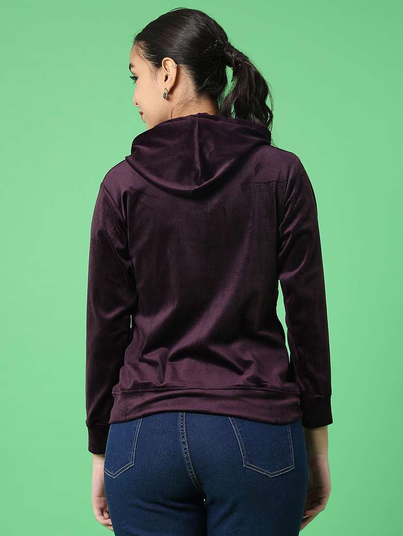 women typographic long sleeve hooded sweatshirt - 22105419 -  Standard Image - 2