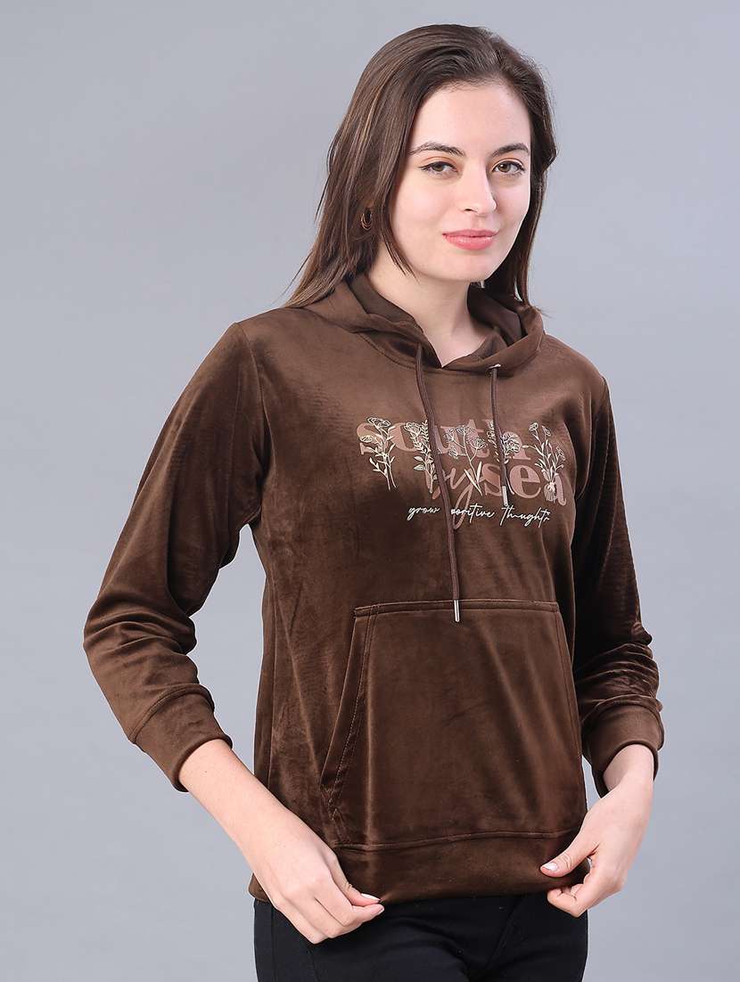 women typographic long sleeve hooded sweatshirt - 22105420 -  Standard Image - 2