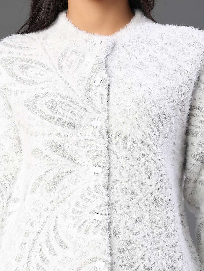 women self design long sleeve cardigan - 22105450 -  Standard Image - 2