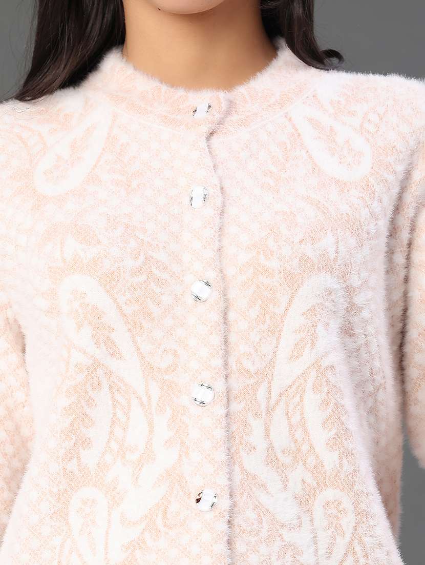 women self design long sleeve cardigan - 22105452 -  Standard Image - 2