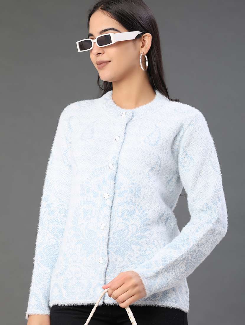 women self design long sleeve cardigan