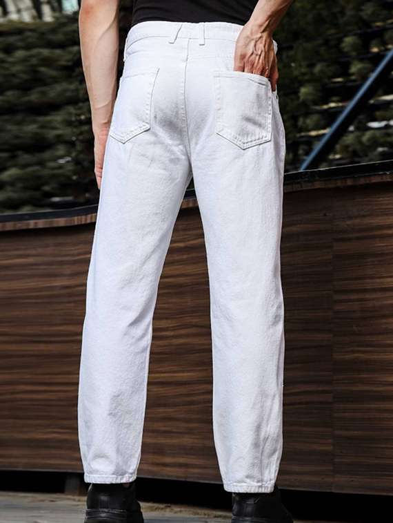 men solid mid rise flat front casual trouser - 22105485 - Standard Image - 2