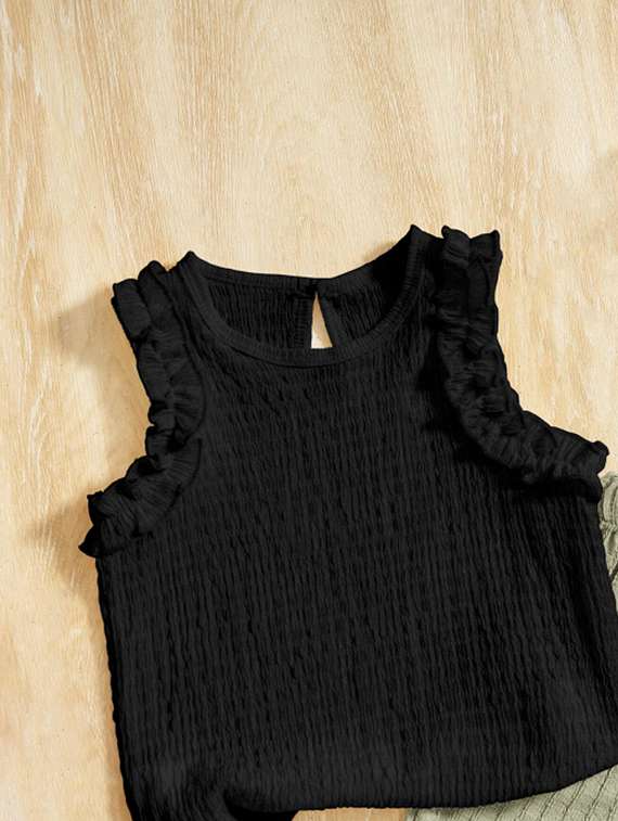 girls solid top & palazzo co-ord set - 22105516 - Standard Image - 2