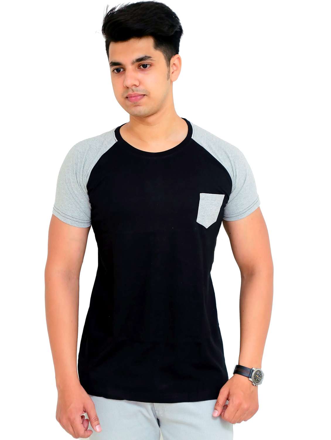 men color block raglan sleeve regular fit t-shirt