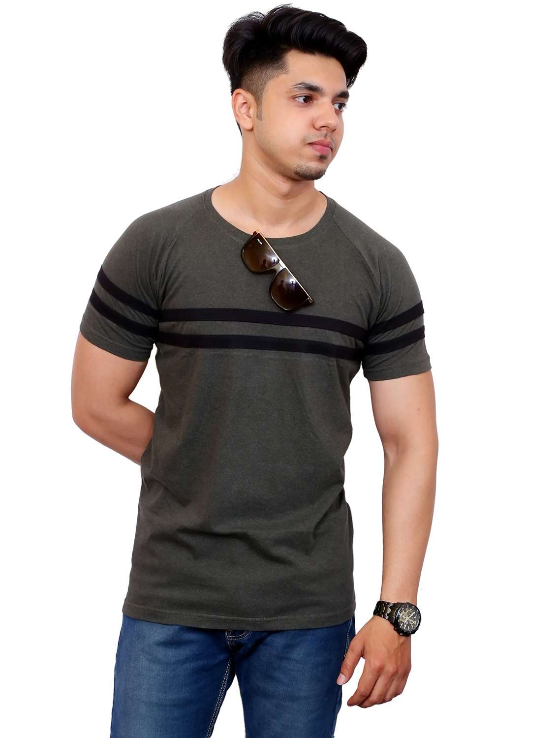 men striped short sleeve regular fit t-shirt - 22105621 -  Standard Image - 2