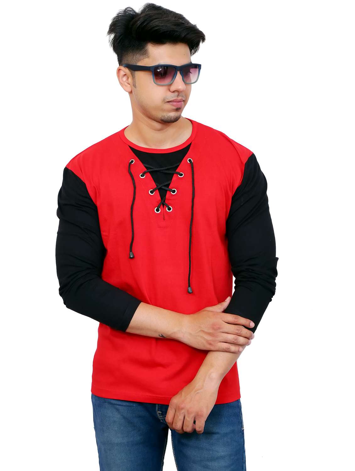 men pack of 2 color block long sleeve t-shirt - 22105745 -  Standard Image - 2