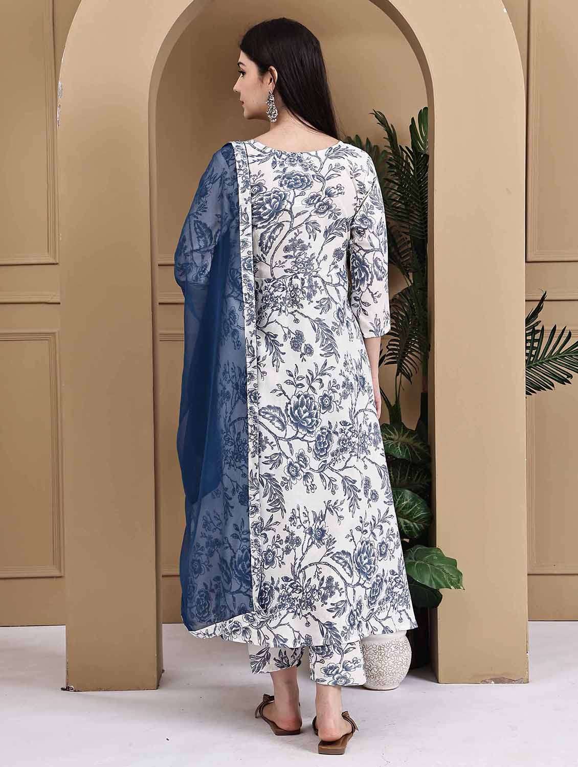women printed three quarter sleeve kurta pant with dupatta set - 22105877 -  Standard Image - 2