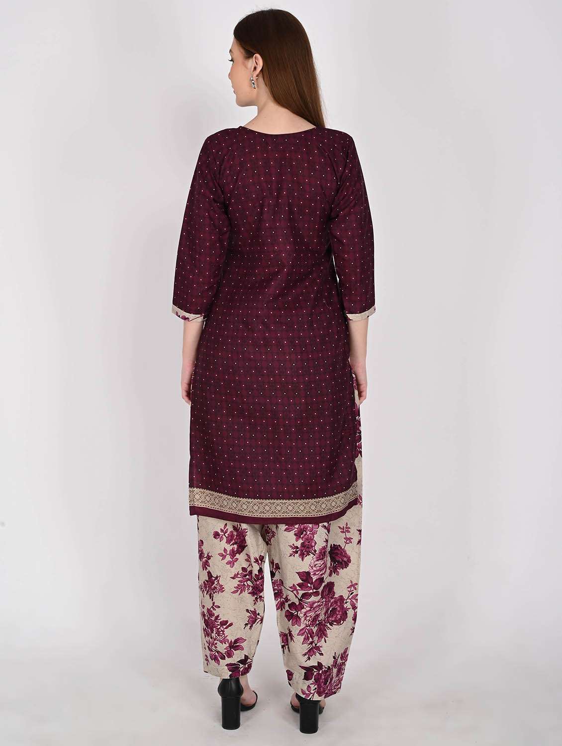 women printed three quarter sleeve kurta salwar with dupatta set - 22105881 -  Standard Image - 2