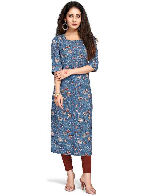 women three quarter sleeve straight kurta - 22105916 - Standard Image - 0