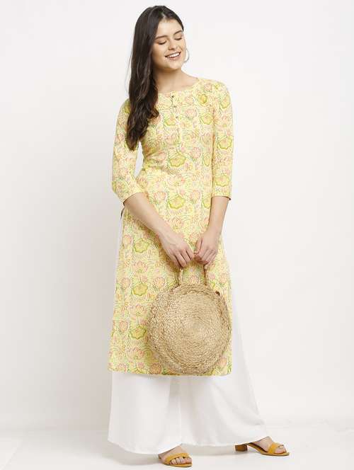 women three quarter sleeve straight kurta - 22105919 - Standard Image - 0