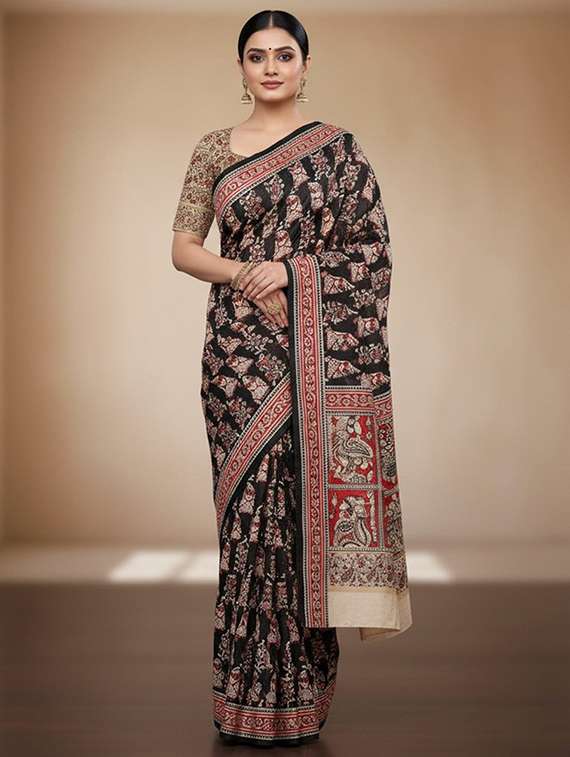 women printed casual wear saree with blouse
