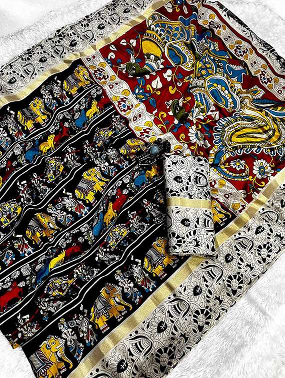 women printed casual wear saree with blouse - 22105946 -  Standard Image - 2