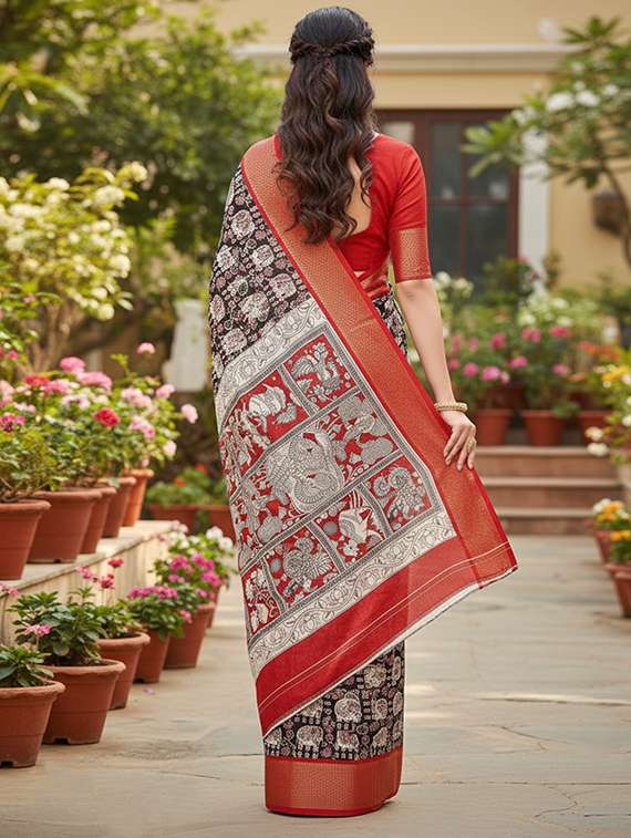 women printed casual wear saree with blouse - 22105957 -  Standard Image - 2