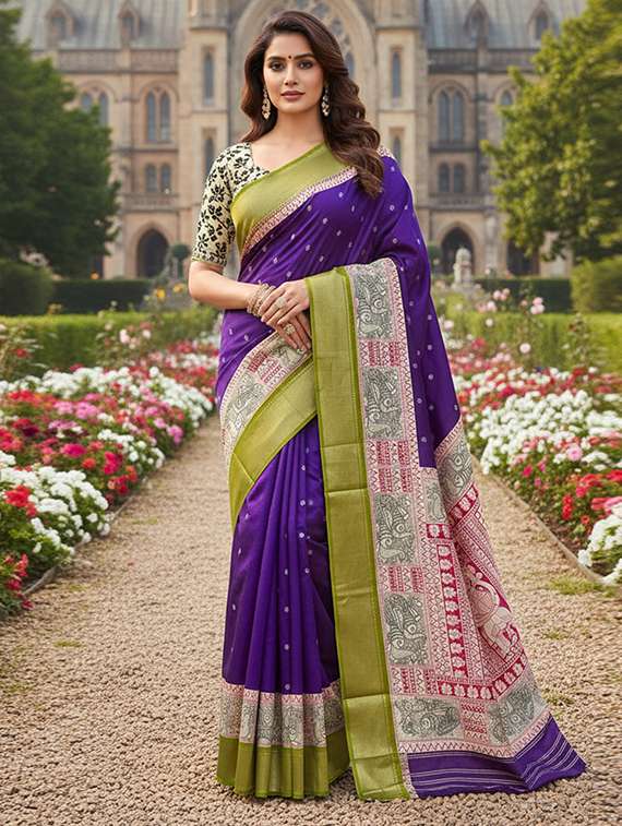 women printed casual wear saree with blouse