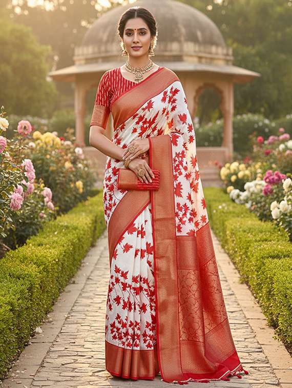 women printed casual wear saree with blouse